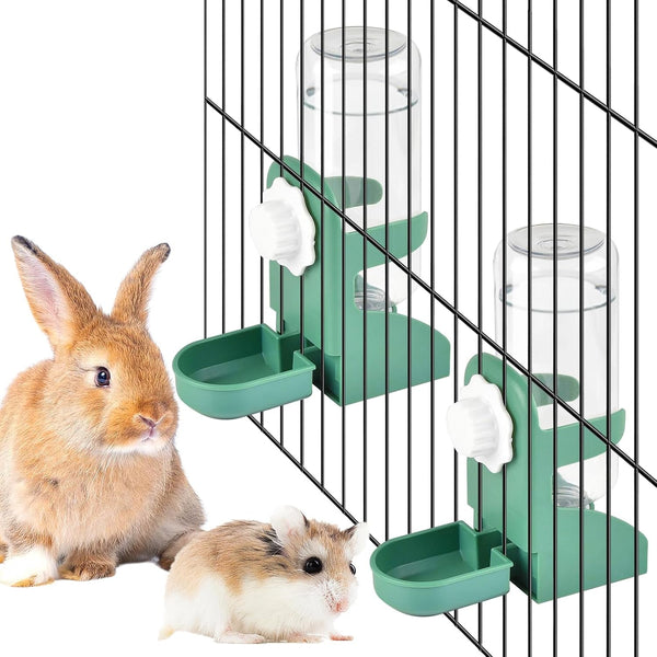 Kathson Rabbit Water Dispenser for Cage 17 Oz Hanging Guinea Pig Water Bottle No Drip Gravity Automatic Bunny Water Bottle No Leak Small Animal Water Bottle for Chinchilla Ferret Hamster（White）10