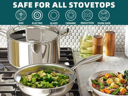 Stainless Steel Cookware Set, 5 Ply 14 Piece Stainless Steel Pot and Pan Set-Induction, Heavy Chef Quality, Oven Safe | Professional Kitchen Cooking Appliances, PFOA, PTFE & PFOS Free8