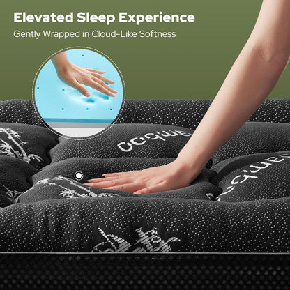 4 Inch Dual Layer Memory Foam Mattress Topper Twin XL for College Dorm Room | 2 Inch Gel Memory Foam and 2 Inch Pillow Top Mattress Pad Cover, Cooling Bamboo Viscose Mattress Topper Medium-Firm4