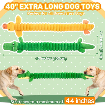 LECHONG 2-Pack 40” Extra-Long Squeaky Dog Toys for Large Dogs, Soft Chew Plush Stuffed Animal Dogs Toy, Interactive Tug-Of-War Dog Toys for All Dogs to Keep Them Busy2
