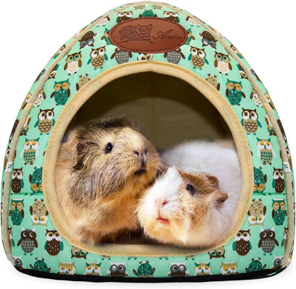 BWOGUE Guinea Pig Bed Hideout, Washable Hamster Cave for Small Animals | Removable Cushion for Cleaning, Warm Fleece Nest, Washable Bed, 10.23 X 10.23 X 11 In, Dwarf Rabbits Hedgehogs10