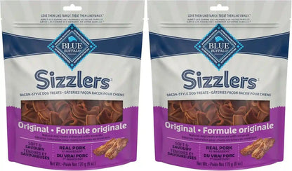 Blue Buffalo Sizzlers Natural Soft Dog Treats, Bacon-Style Soft-Moist Dog Treats with Real USA Pork, Original Flavor, 6-Oz Bag10