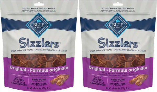 Blue Buffalo Sizzlers Natural Soft Dog Treats, Bacon-Style Soft-Moist Dog Treats with Real USA Pork, Original Flavor, 6-Oz Bag10