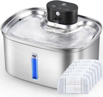 5L/169Oz Automatic Stainless Steel Pet Water Fountain for Cats & Dogs, Cordless Cat Dog Drinking Fountain with 5000Mah Rechargeable Battery, Ultra-Quiet Pump & 3 Smart Modes9
