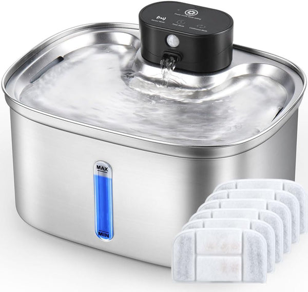 5L/169Oz Automatic Stainless Steel Pet Water Fountain for Cats & Dogs, Cordless Cat Dog Drinking Fountain with 5000Mah Rechargeable Battery, Ultra-Quiet Pump & 3 Smart Modes9