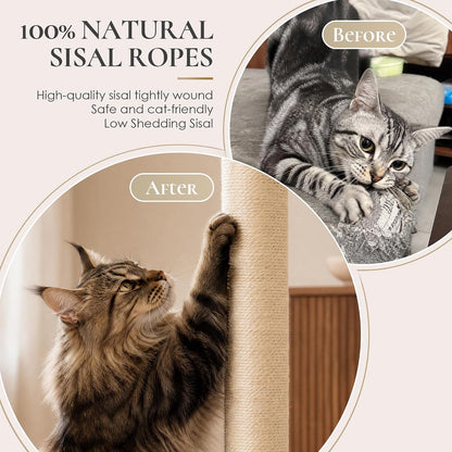 35 Inch Cat Scratching Post, Eucalyptus Sisal Rope Cat Tree Tower with Hanging Ball & Interactive Mouse Toy, Durable Scratcher for Indoor Adult Cats2