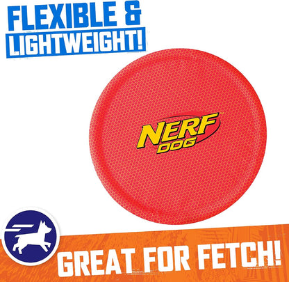 Nerf Dog Nylon Flyer Dog Toy, Flying Disc, Lightweight, Durable and Water Resistant, Great for Beach and Pool, 9 Inch Diameter, for Medium/Large Breeds, Single Unit, Red5