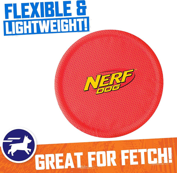 Nerf Dog Nylon Flyer Dog Toy, Flying Disc, Lightweight, Durable and Water Resistant, Great for Beach and Pool, 9 Inch Diameter, for Medium/Large Breeds, Single Unit, Red5