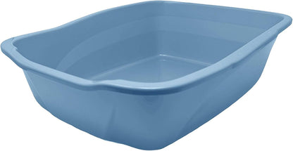 Large Open Top Cat Litter Pan Low Entry Sides Stain & Odor Resistant High-Impact Plastic Litter Box for Kittens, Senior & Arthritic Cats Multi Cat Household, Usa-Made Blue Eco Recycled Pet Toilet Tray2