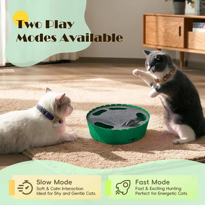 Pawaboo Interactive Cat Toy with Running Mouse, Electronic Motion Cat Toy Automatic Teaser for Indoor Cats, Pop and Play Hide Seek Cat Toys Hunting Mouse for Pet Cat Kitten Play Fun Exercise, Green4