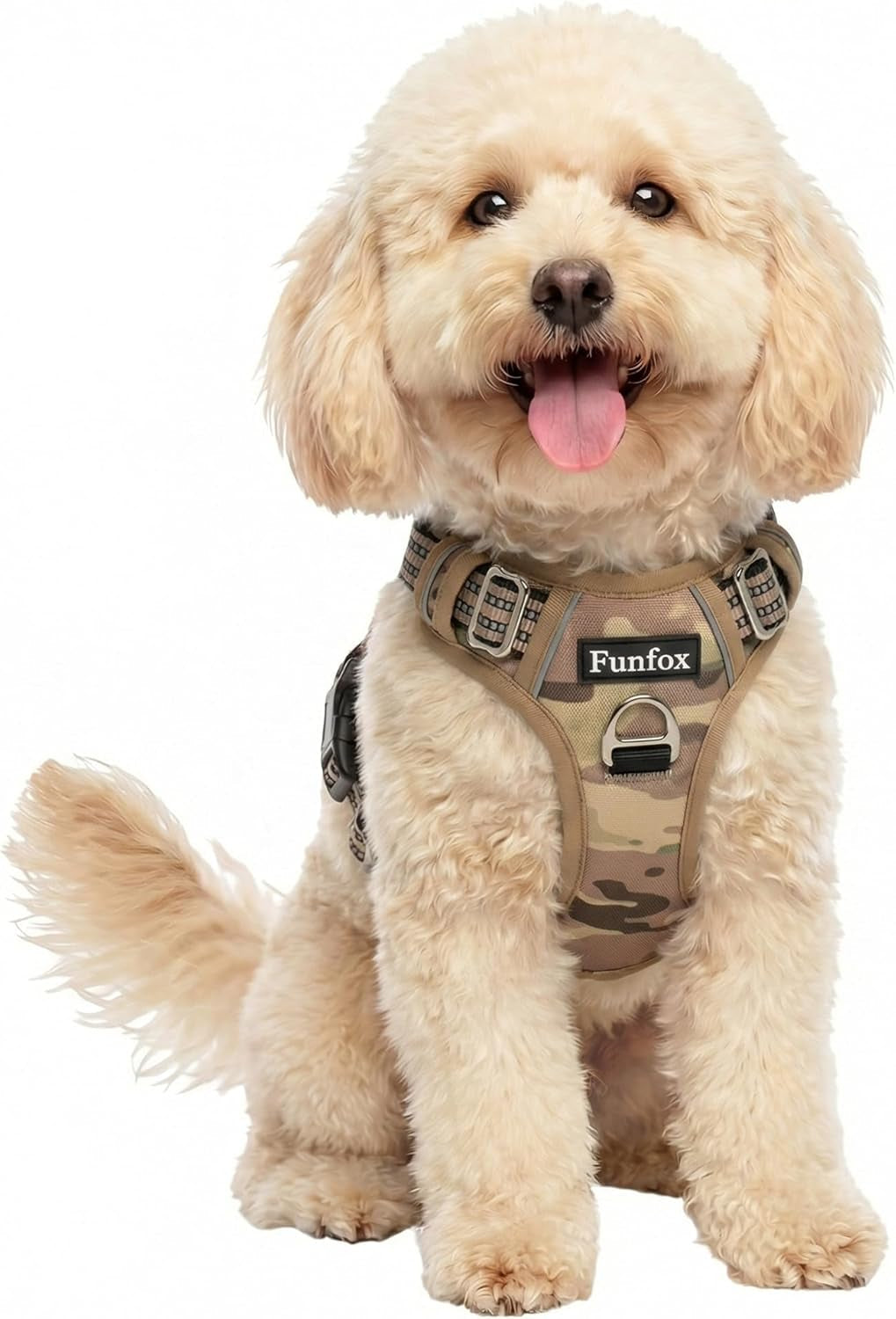 funfox-dog-harness-medium-sized-dog-vertical-handle-easy-control-no-pull-pet-vest-adjustable-with-2-leash-clips-soft-material-reflective-safe-night-walking-for-small-medium-large-breed-black-m