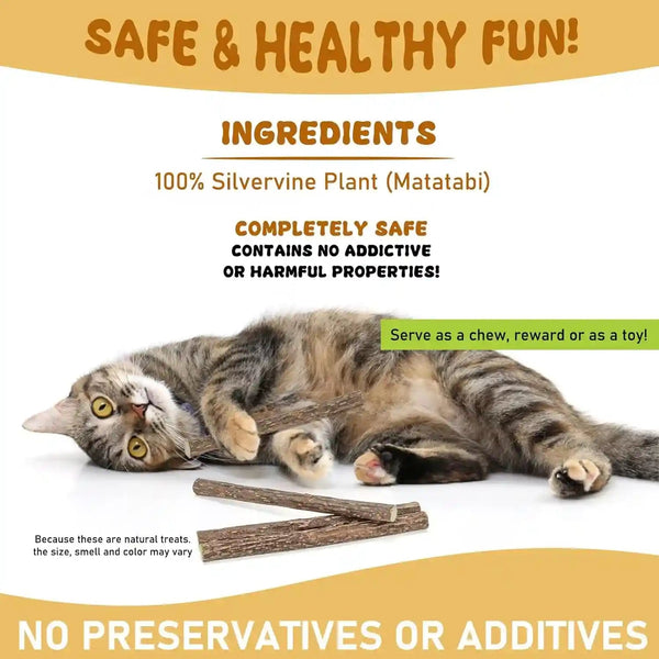Wolover Silvervine Sticks for Cats, Natural Catnip Matatabi Chew Sticks Teeth Molar Chew Toys for Cat Kitten Kitty (At Least 12 PCS)7