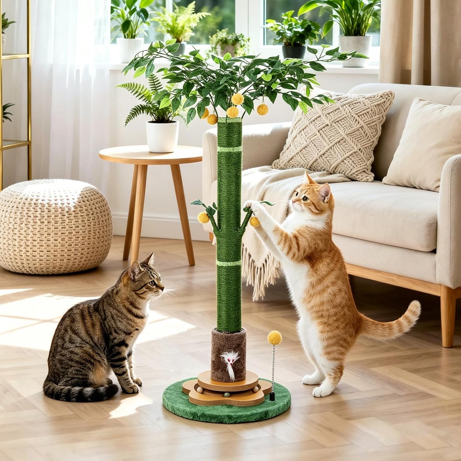 47-extra-tall-cat-scratching-post-cute-cat-scratching-post-for-indoor-heavy-duty-vertical-scratcher-with-natural-sisal-rope-cat-toy-mouse-balls-track-toy-hanging-ball