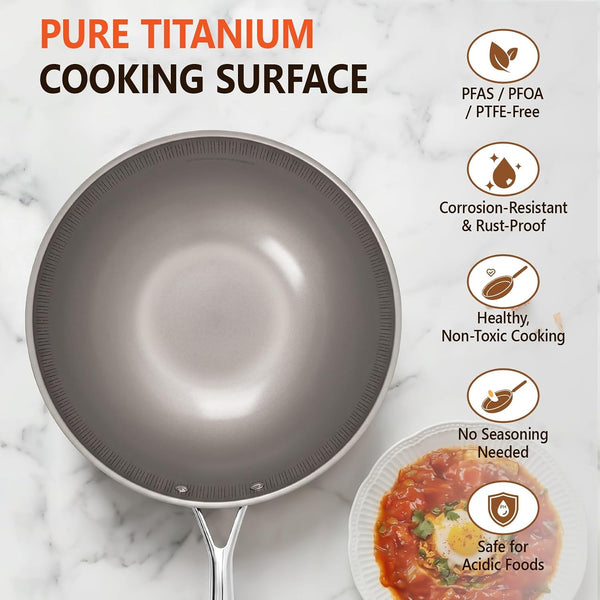 Titanium Wok Pan with Lid – 12" Non-Toxic Pfas-Free Woks & Stir-Fry Pans, Tri-Ply Titanium & Stainless Steel, Induction & Dishwasher Safe2