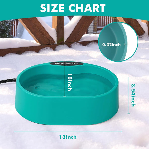 125 OZ/3.7L Heated Water Bowl, Large Heated Dog Bowls for Outside, Safety Listed Heated Pet Bowl with Anti-Chew Cord for Dog, Chicken,Duck,Cat Drinking Water in Winter, Anti-Slip Base2