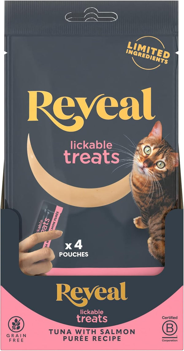 Reveal Fish & Chicken Variety Lickable Cat Treats 20-Pack 0.5 Oz Pouches | Creamy Puree, Limited Ingredient, Grain Free, High Quality Protein, Squeeze up for Training or Food Topper9