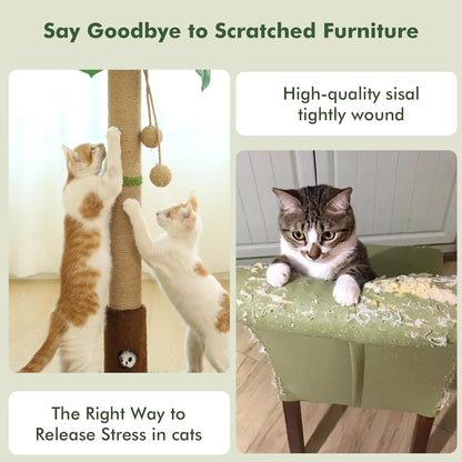 Woochpet Tall Cat Scratching Post,Cat Toys,Cat Scratcher Tree for Large Cat | Heavy Duty,Protect Sofa,Modern Boho,Cat Ball Track,Cat Tree,For Indoor Cats7