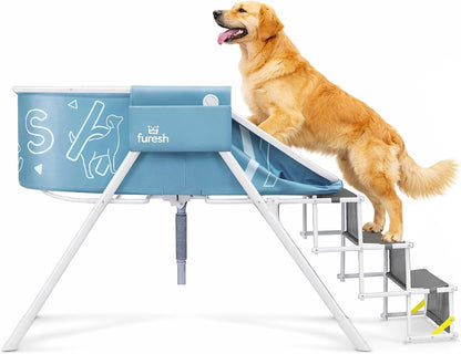 Furesh Foldable Dog Washing Station for Large Dogs with Stairs | Reinforced Aluminum Frame with Foldable Stairs for Safe, Elevated Bathing and Compact Storage.1