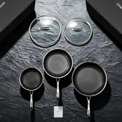 13 Piece Hybrid Ceramic Nonstick Stainless Steel Cookware Set | 5 PC Fry Pan Set, 6 PC Pot Set, 3.7QT Deep Sauté Pan&Lid, Induction Ready, Stay Cool, PFOA Free for All Cooktops4