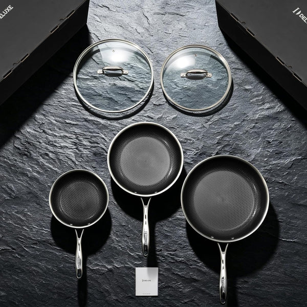 13 Piece Hybrid Ceramic Nonstick Stainless Steel Cookware Set | 5 PC Fry Pan Set, 6 PC Pot Set, 3.7QT Deep Sauté Pan&Lid, Induction Ready, Stay Cool, PFOA Free for All Cooktops4