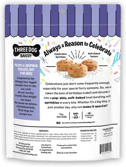 Three Dog Bakery Ultimate Celebration Cake Bites for Dogs - 12 Oz Bag | Soft Baked Dog Treats - Birthday Vanilla Flavor with Sprinkles2