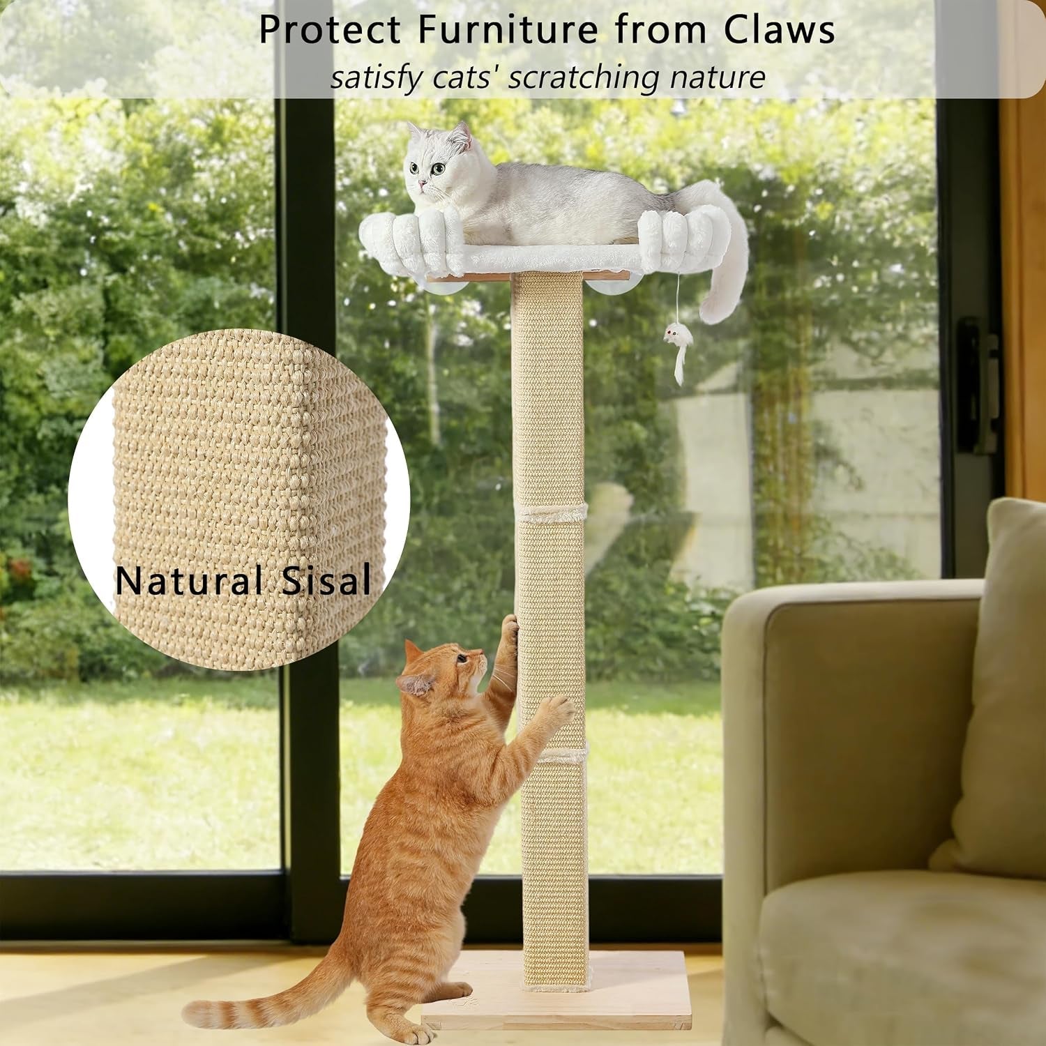 cat-scratching-post-with-large-window-perch-47-inch-tall-sisal-cat-tree-glass-suction-cup-mounting-for-large-cat-maine-coons-thick-square-sisal-post-ultra-soft-bolstered-bed-hold-up-to-45-lbs