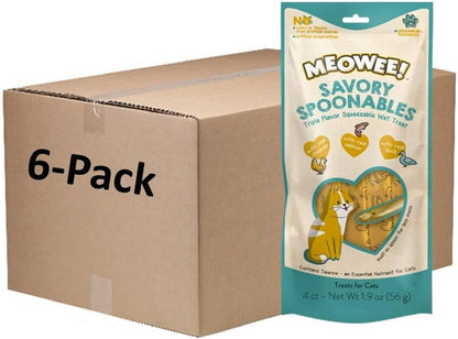 MEOWEE! Savory Spoonables Variety Pack, 12 Count Tube, Triple Flavor Squeezable Lickable Wet Treats for Cats with Built-In Spoon for Less Mess12