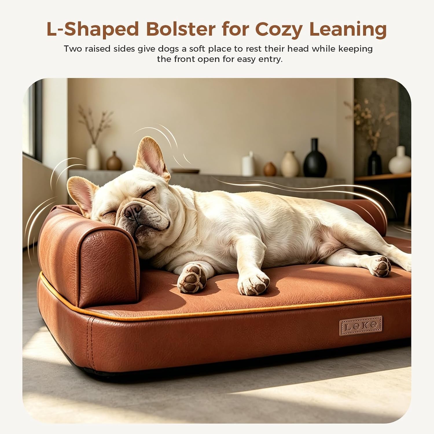 outdoor-waterproof-dog-bed-for-small-dogs-egg-crate-foam-crate-pad-with-raised-bolster-removable-washable-leather-look-cover-non-slip-bottom-brown-for-dogs-up-to-20-in-long