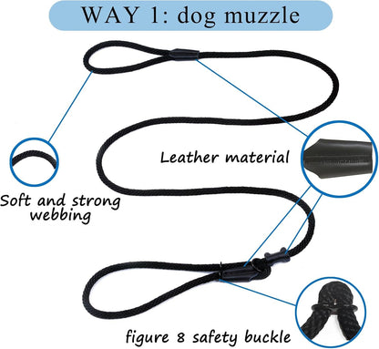 No Pull Dog Leash - Figure 8 Slip Lead Head Collar for Large Dogs (Black)7