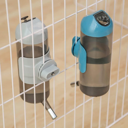 Pet Water Bottle Hanging Dog Water Dispenser Kennel Drinker Kettle Feeder BPA Free Cage Crate Hutch Puppy Cat Rabbit (17Oz, Gray)7