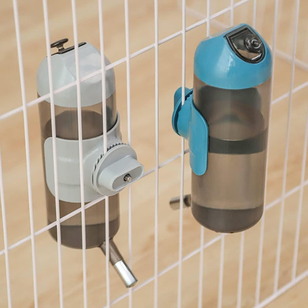 Pet Water Bottle Hanging Dog Water Dispenser Kennel Drinker Kettle Feeder BPA Free Cage Crate Hutch Puppy Cat Rabbit (17Oz, Gray)7