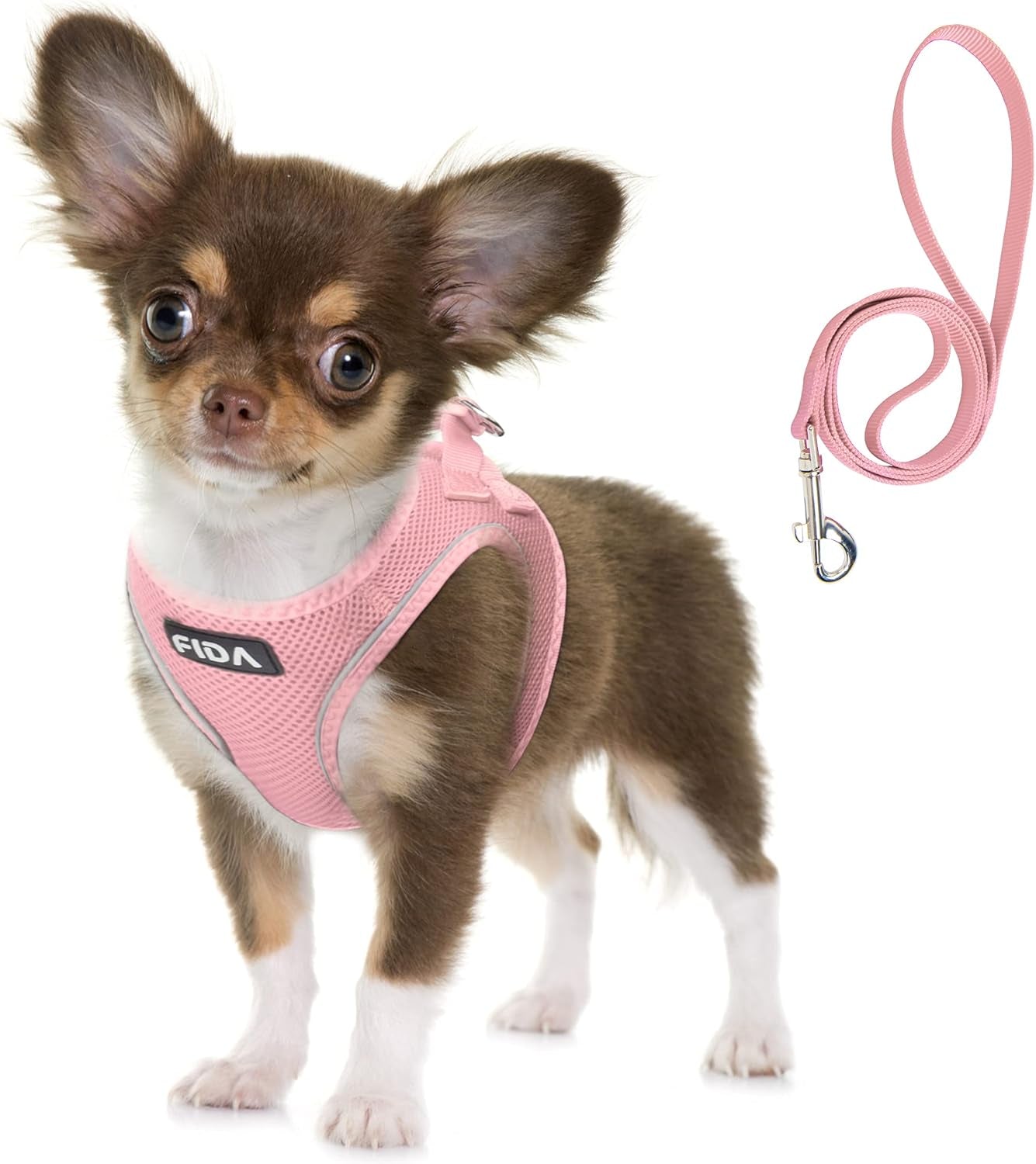 fida-cat-harness-and-leash-set-for-walking-kitten-and-puppy-escape-proof-kitten-harness-with-breathable-lightweight-soft-mesh-adjustable-reflective-step-in-design-xxxs-pink