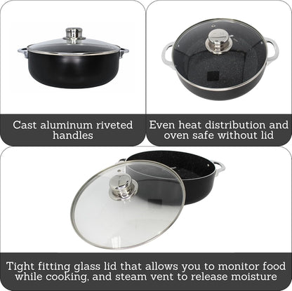 4.4 Qt Bistro Cera Aluminum Speckled Black Ceramic Caldero Oven Safe | Ideal for Rice, Stews, and Soups2