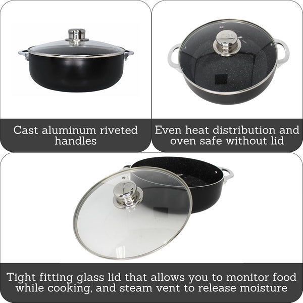 4.4 Qt Bistro Cera Aluminum Speckled Black Ceramic Caldero Oven Safe | Ideal for Rice, Stews, and Soups2