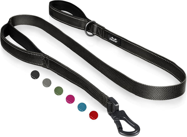 Twoear 6FT 1IN Strong Blue Dog Leash with 2 Padded Handles, Traffic Handle Extra Control, Comfortable Soft Dual Handle, Auto Lock Hook, Reflective Walking Lead for Small Medium and Large Dogs15