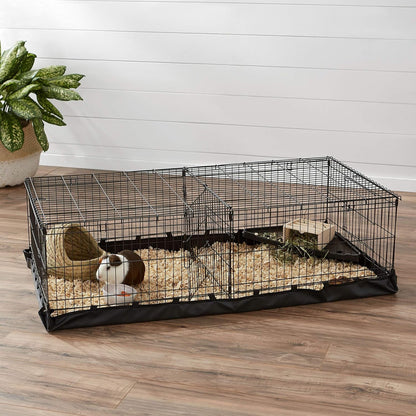 Amazon Basics Leakproof Canvas Bottom Guinea Pig Cage, Easy to Clean Small Animal Habitat with Divider Set, Indoor/Outdoor, Portable, No Tools Needed, 47.6"L X 24.2"W X 14"H, Black9