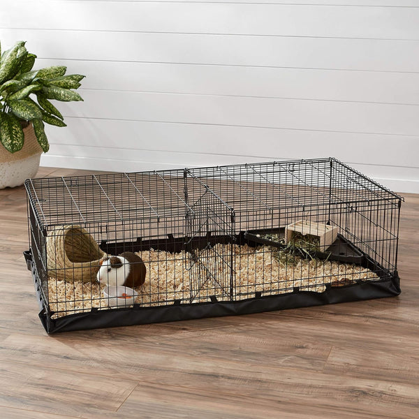 Amazon Basics Leakproof Canvas Bottom Guinea Pig Cage, Easy to Clean Small Animal Habitat with Divider Set, Indoor/Outdoor, Portable, No Tools Needed, 47.6"L X 24.2"W X 14"H, Black9