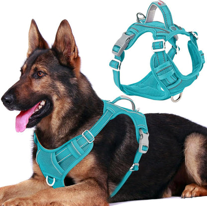 BARKBAY Dog Harness No Pull with ID Tag Pocket - Heavy Duty, Reflective, Easy Control for Large Dogs(Blue,L)40