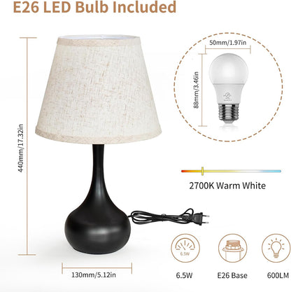 Touch Bedside Lamp, Farmhouse 3-Way Dimmable Table Lamps for Nightstand with Fabric Shade, 17.32'' Desk Lamp for Reading, Bedroom, Livingroom, Office7