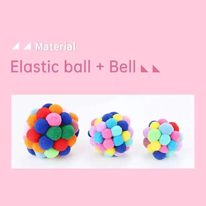 TUSATIY Cat Toy Balls with Bell 3PCS, Colorful Soft Fuzzy Balls Built-In Bell for Cats, Interactive Playing Chewing Toys for Indoor Cats and Kittens6