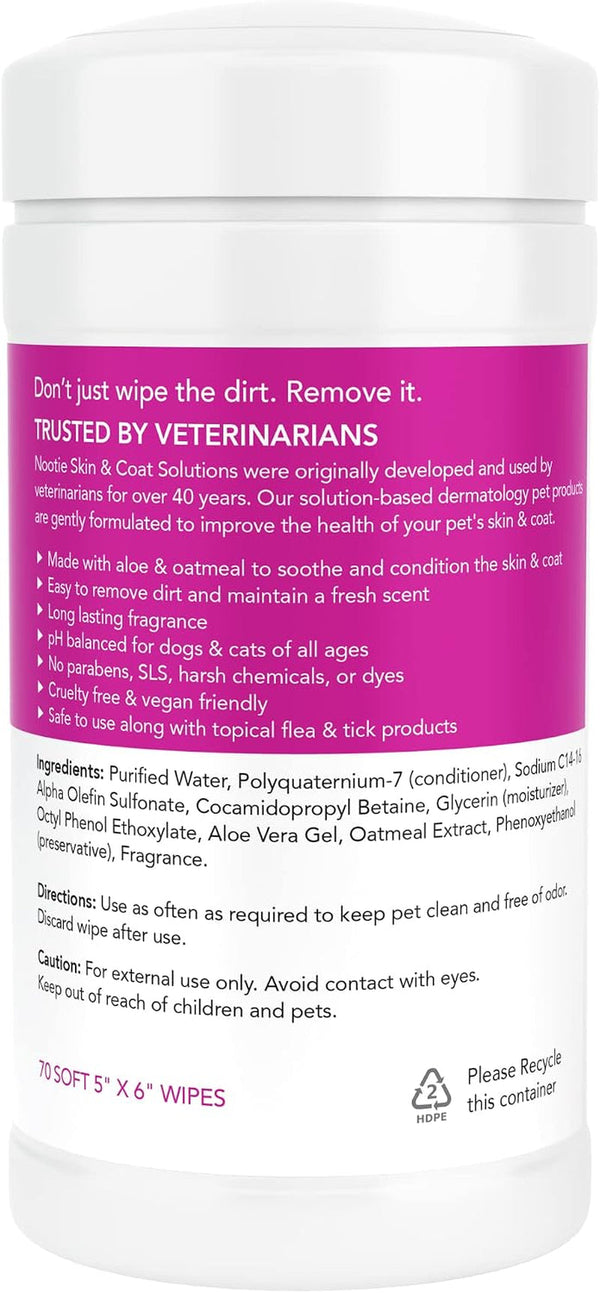 Nootie Waterless Shampoo Wipes for Dogs & Cats - Long Lasting Japanese Cherry Blossom Fragrance - Sold in over 10,000 Vet Clinics and Pet Stores Worldwide, Made in USA - 70 Count2