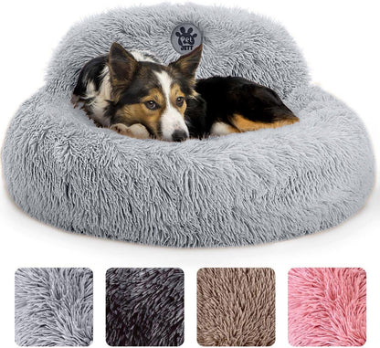 Petjett Calming Dog Bed Medium Size Dog - 30'' Donut Bed, Washable Dog Bed, Anti-Slip & Super Soft Fluffy Plush round Dog Bed, Anti-Anxiety Premium Comfort Pet Bed, Fits Dogs Upto 45 Lbs - Dark Grey11
