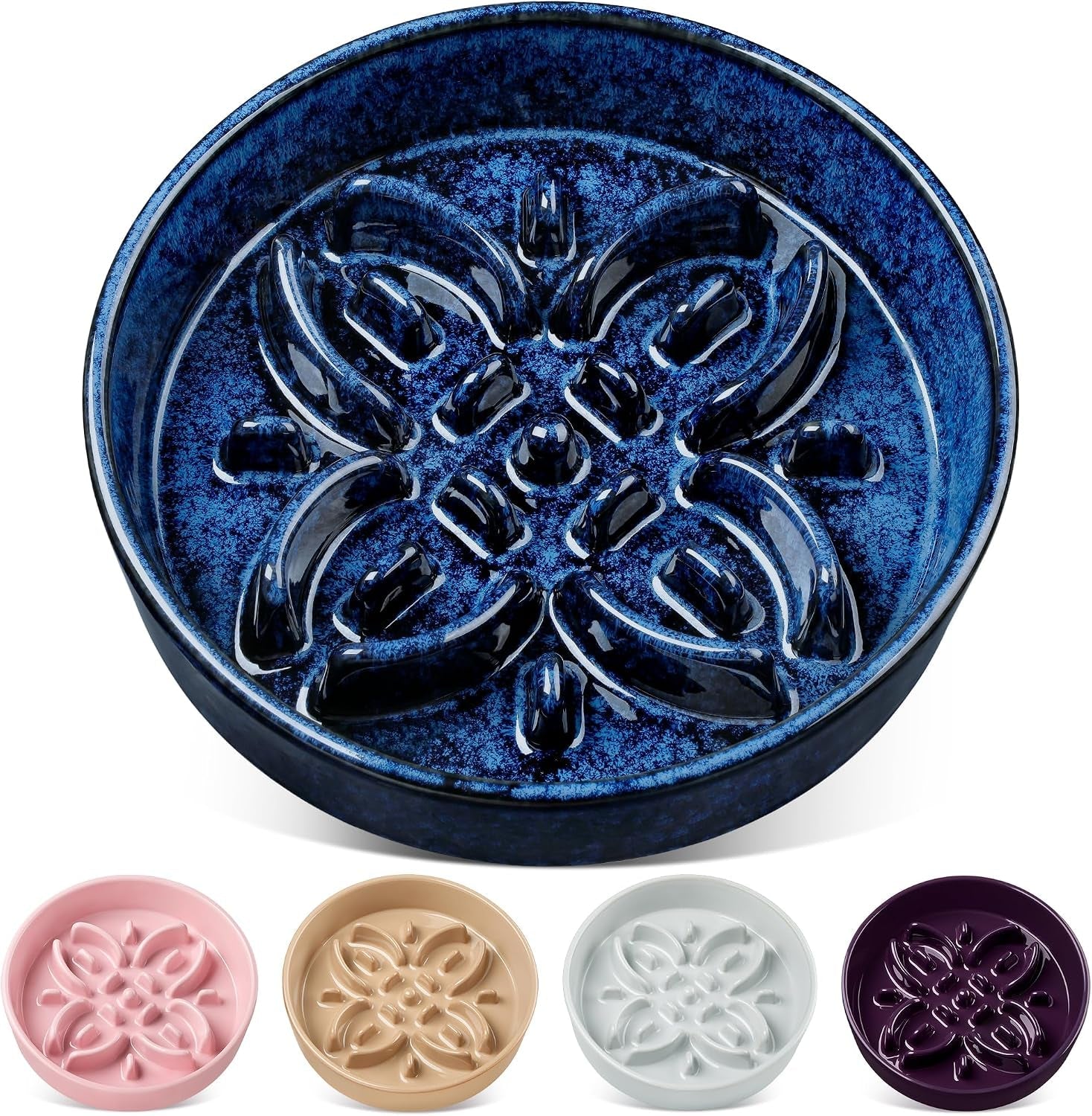 vancasso-ceramic-slow-feeder-dog-bowls-puzzle-dog-food-bowls-with-floral-maze-anti-slip-pet-food-dish-for-small-breed-0-6-cups-blue