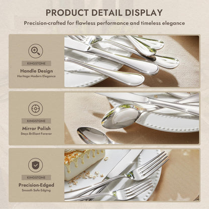 18/10 Stainless Steel Silverware Set for 4, 20 Piece Teardrop Flatware Set |  Heavy Cutlery Set, Mirror Polished Knives Forks and Spoons Utensils, Dishwasher Safe for Home Kitchen Wedding3