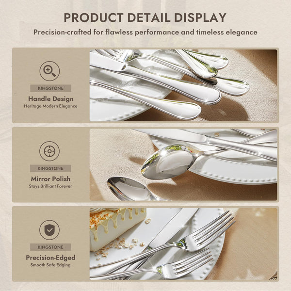18/10 Stainless Steel Silverware Set for 4, 20 Piece Teardrop Flatware Set |  Heavy Cutlery Set, Mirror Polished Knives Forks and Spoons Utensils, Dishwasher Safe for Home Kitchen Wedding3