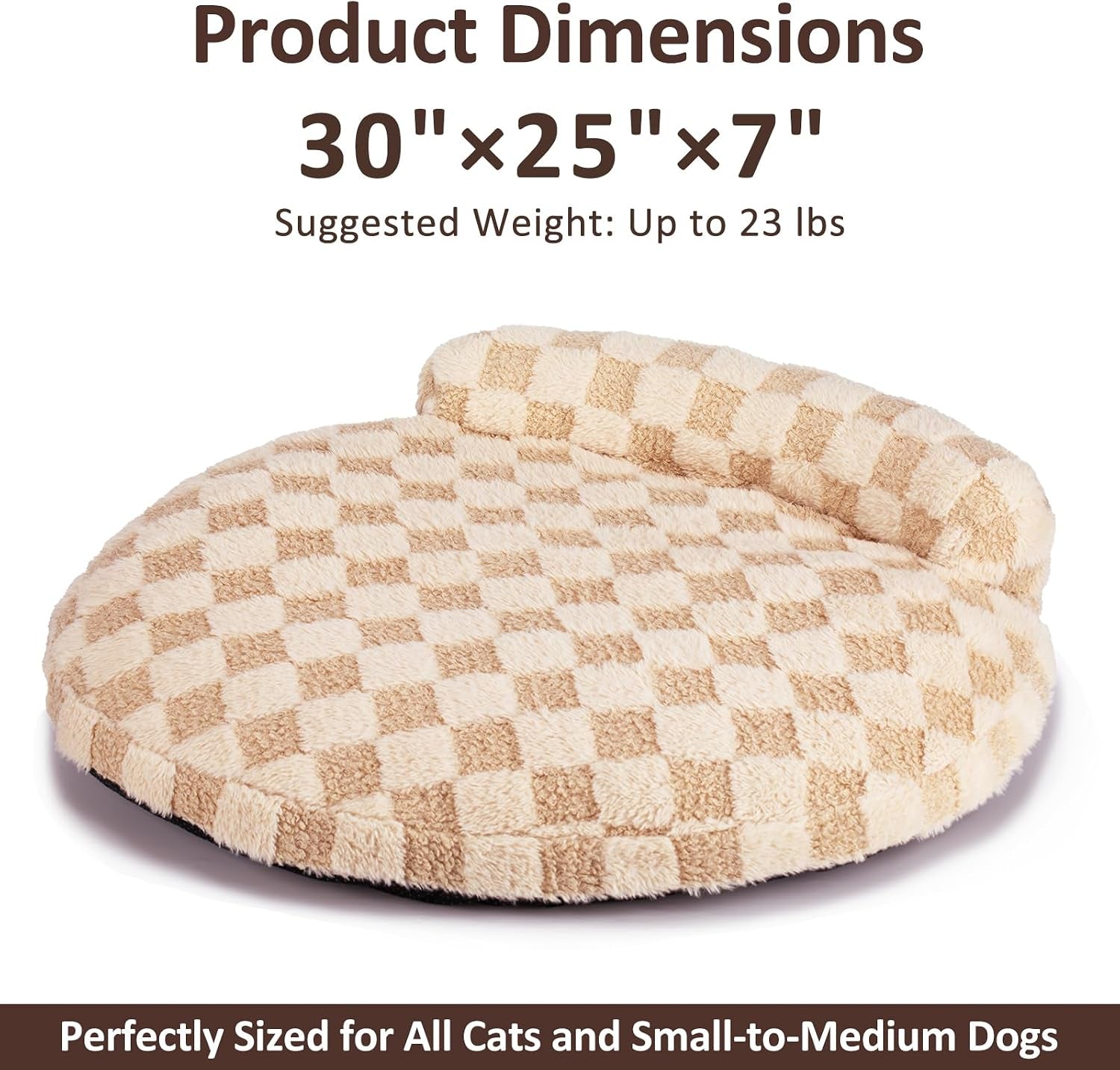 orthopedic-dog-bed-for-small-dogs-and-cats-beige-oval-30x25x7-calming-pillow-pet-couch-sofa-removable-washable-cover-oval-3d-checkered-plush-indoor