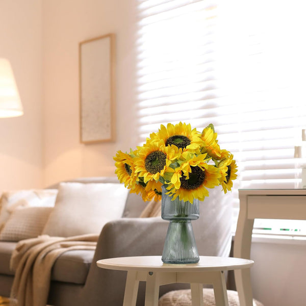 7Pcs Realistic Silk Sunflowers Artificial Flowers,12.6''Fake Sunflowers with Adjustable Long Stem&Detachable Flower Head,Perfect for Home Decor,Wedding,Diy,Sunflowers Decoration for Indoor&Outdoor9