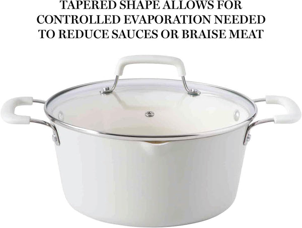 Heathland Premium Nonstick PFA Free Ceramic Interior 10-Piece Tapered Aluminum Cookware Set - Linen White5