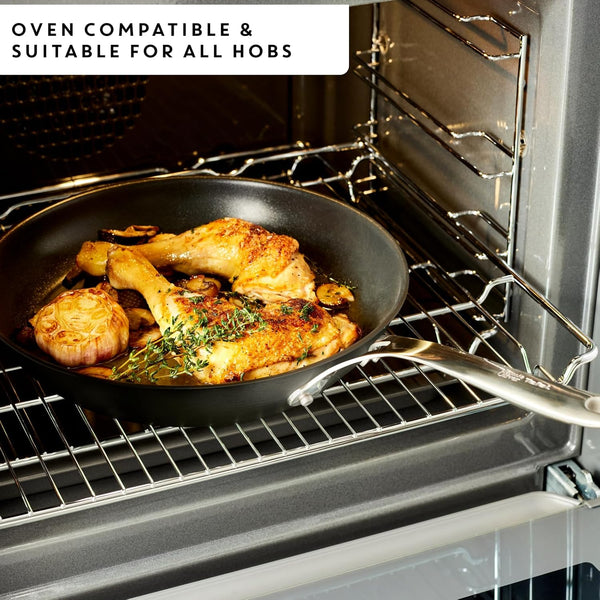 Tefal Jamie Oliver Cook'S Direct 5 Piece Non-Stick Pan Set, 20 and 28 Cm Frying Pans, 16&18&20 Cm Saucepan with Lid, Heat Indicator, Riveted Safe-Grip Handle, Induction Hob Compatible, E017S5558