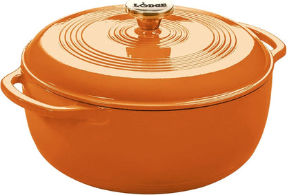 Essential Enamel Cast Iron Dutch Oven, 6 Quart, Apricot | Ideal for Bread Baking, Braising, Marinating & Slow Cooking, Features Moisture-Sealing Lid & Dual Handles1